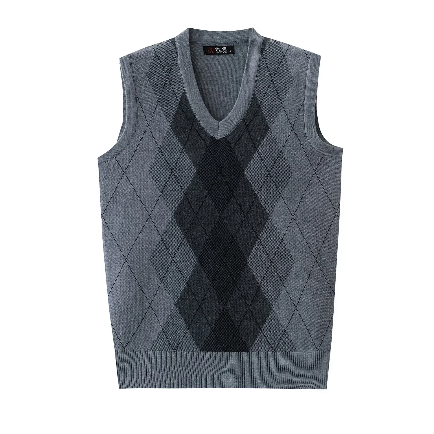 Suéteres de punto negro Argyle para hombre, chaleco a cuadros sin mangas, ropa marrón, chaleco con cuello en V, réplica de alta calidad, pedido