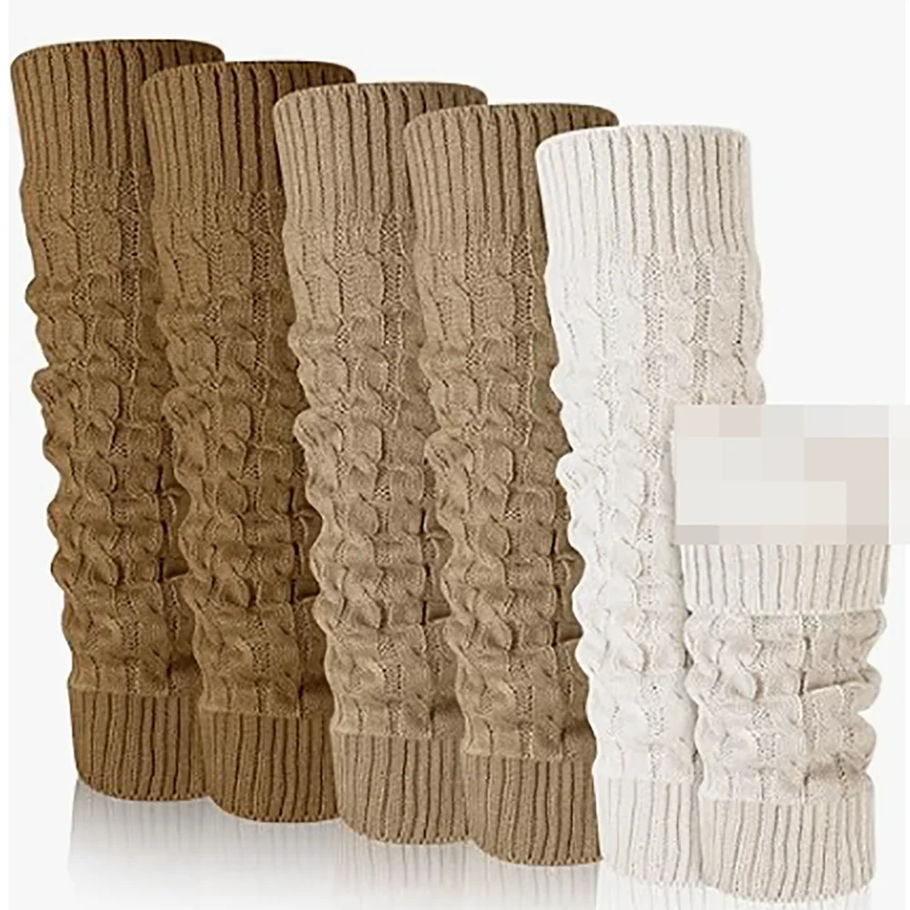 

New Leg Warmers Solid Color Leg Warmers Women Hollowed Out Foot Heel Warm Knitted Knee High Socks Legging Gaiters Cover