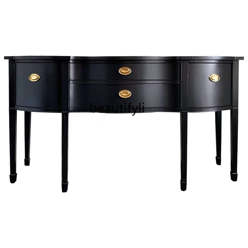 

Black Solid Wood Chest of Drawers/Neoclassical Storage Hallway Storage Cabinet/Multifunctional Cabinet