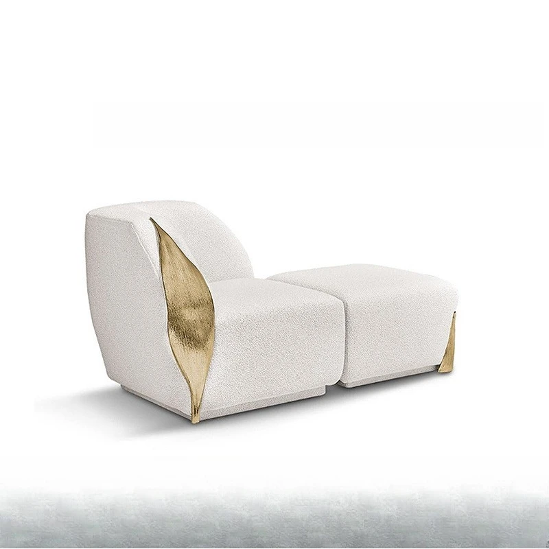 Light luxury creative designer brass fabric sofa sitting area reception high-end solid wood combination sofa