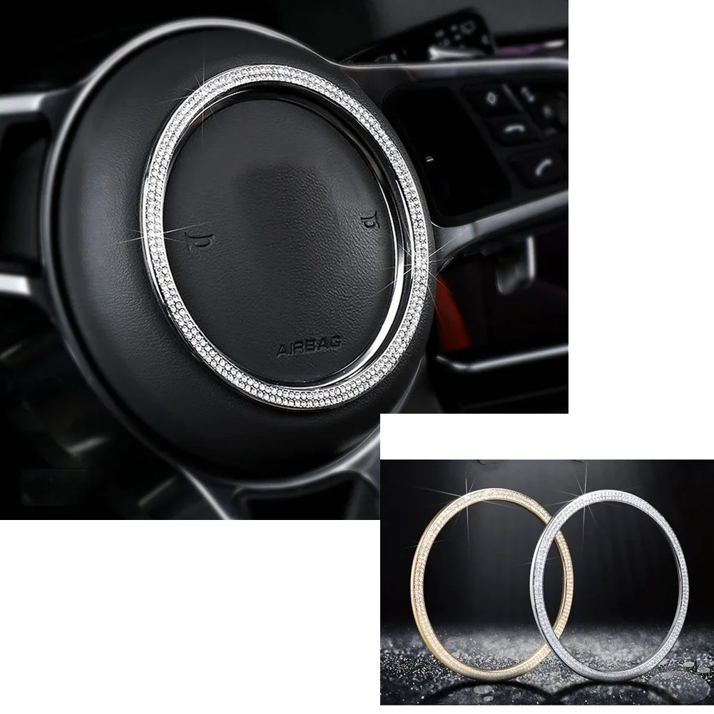 

fit for Porsche New Cayenne Macan Palamera 718 Interior Modified Diamond Steering Wheel Decorative Ring Frame Cover