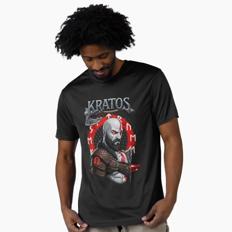 

0401 Kratos God of War Spartan Rage Graphic clothes Norse mythology Videogame Gift t shirt 100% cotton printed All size tops