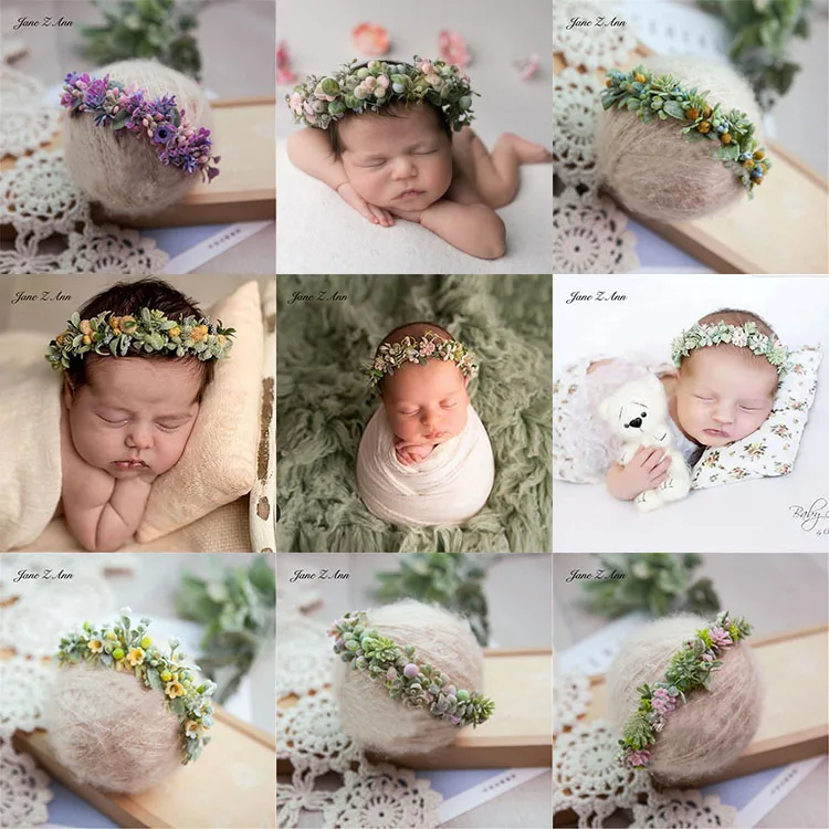 Children photography headwear head flower simulation flower 0-3 year plastic flower garland hair band headband headgear