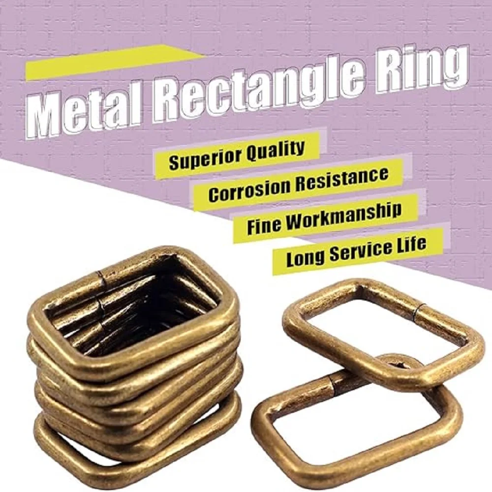 20Pcs Metal Rectangular Buckle Slip Ring for DIY Straps