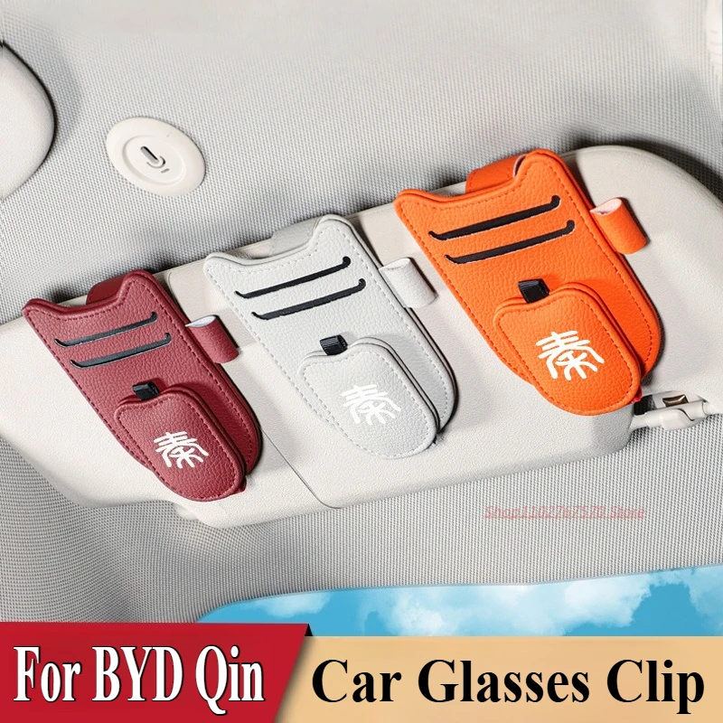 

For BYD Qin Plus DM-i EV PU Leather Multi Functional Car Glasses Clip Ticket Sunshade Sunglasses Clip Car Interior Accessory