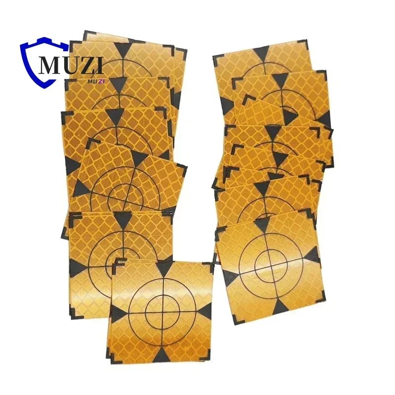 100pcs Size 60mm 20 30 40 50 80 mm Reflector Sheet For Total Station Survey Geography Yellow Triangle Sheet Reflective Sticker