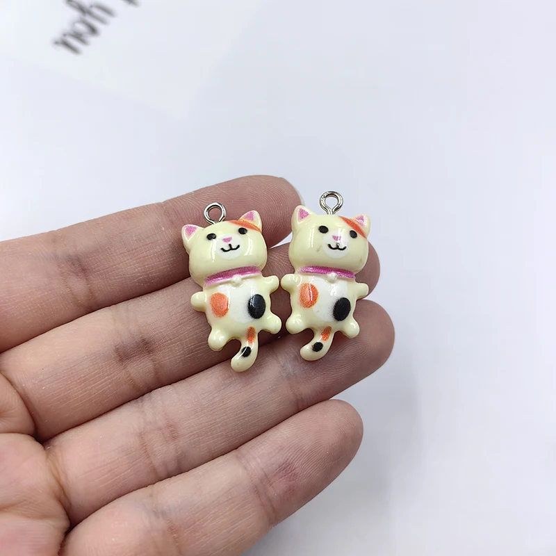 10pcs New Cute Animals Blue Cat Resin Charms Flatback for Earring Keychain Small Cartoon Pendant Jewelry Findings Making C295