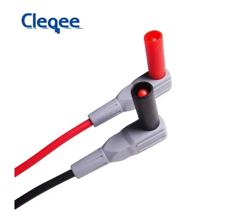 Cleqee P1033 2PCS Safety Banana Plug Test Lead 90 Degree To Straight Multimeter Test Cable 100CM 1000V/15A