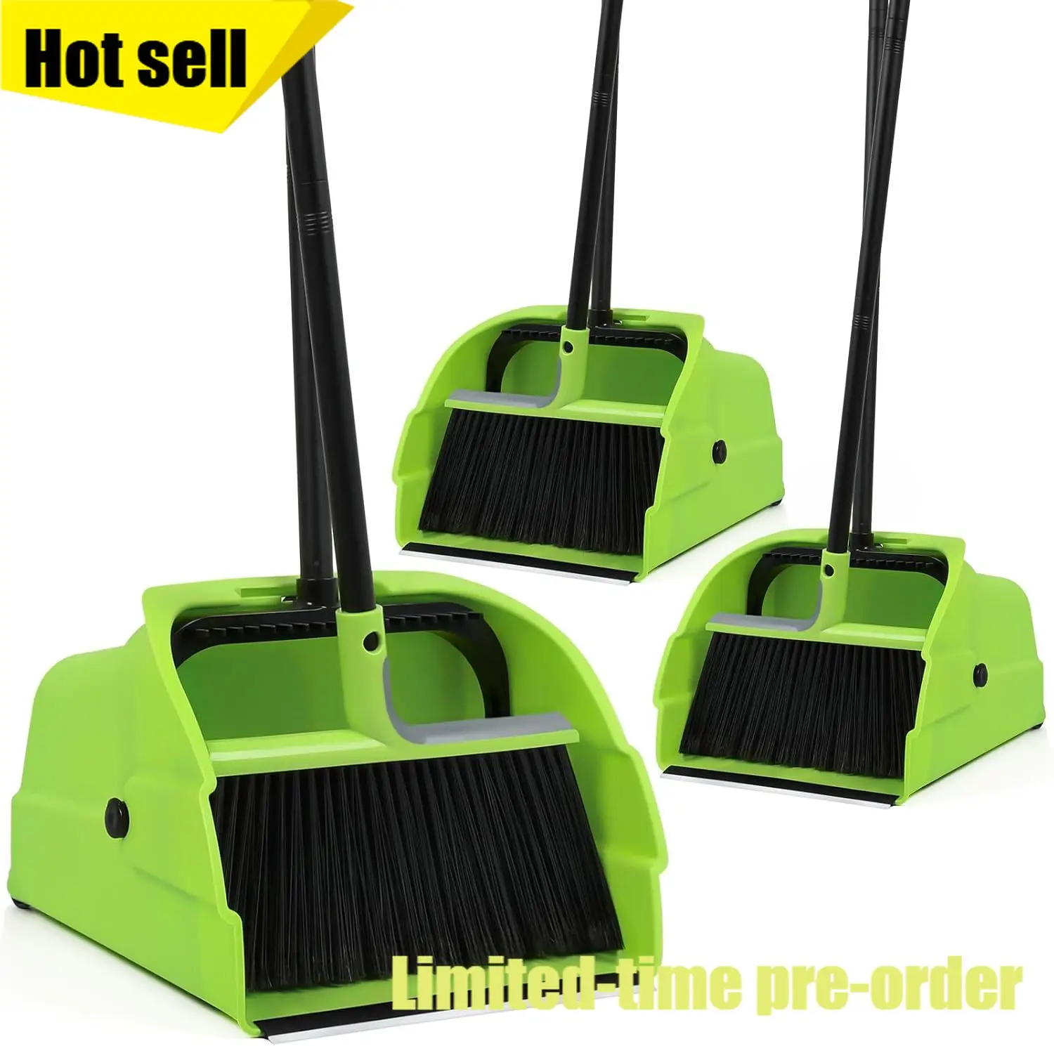 

Jumbo Commercial Broom Dustpan Set Large Standing Scoop Heavy Duty Long Handle Indoor Outdoor Floor Cleaning Janitor Supplies