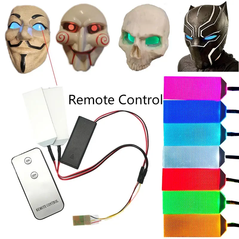 Dapat dipotong DIY fleksibel lampu mata dapat ditekuk Kit Masker Halloween kendali jarak jauh penginderaan lampu mata Aksesori helm Cosplay