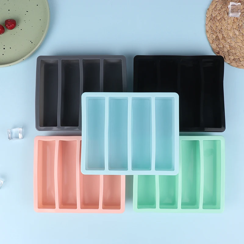 4 Grids Long Ice Cube Tray Mold Reusable Silicone Ice Cube Mold BPA Free Ice Maker Food Grade Silicone Ice Cubes Mould