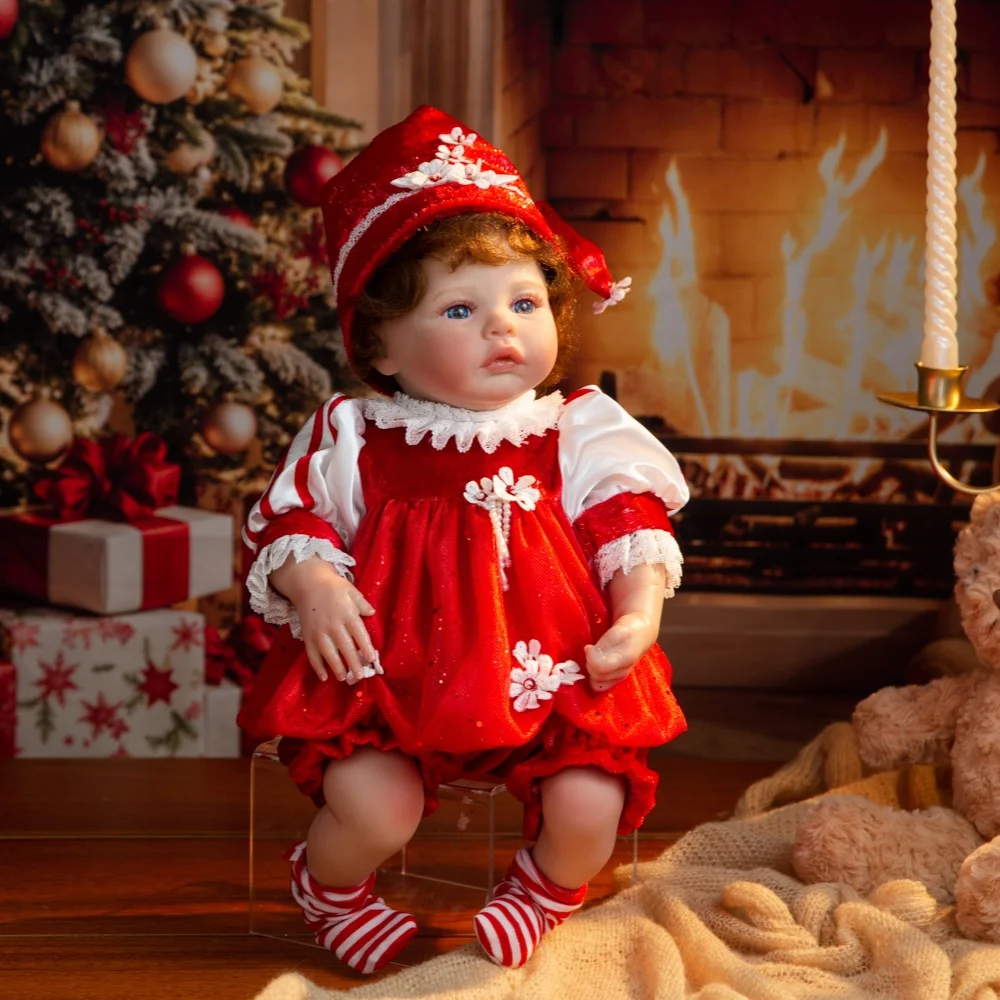 

20-дюймовая реалистичная кукла реборн Cloveray, красный рождественский набор, виниловая кукла ручной работы, художественная коллекция высокого качества, игрушка, подарок для ребенка