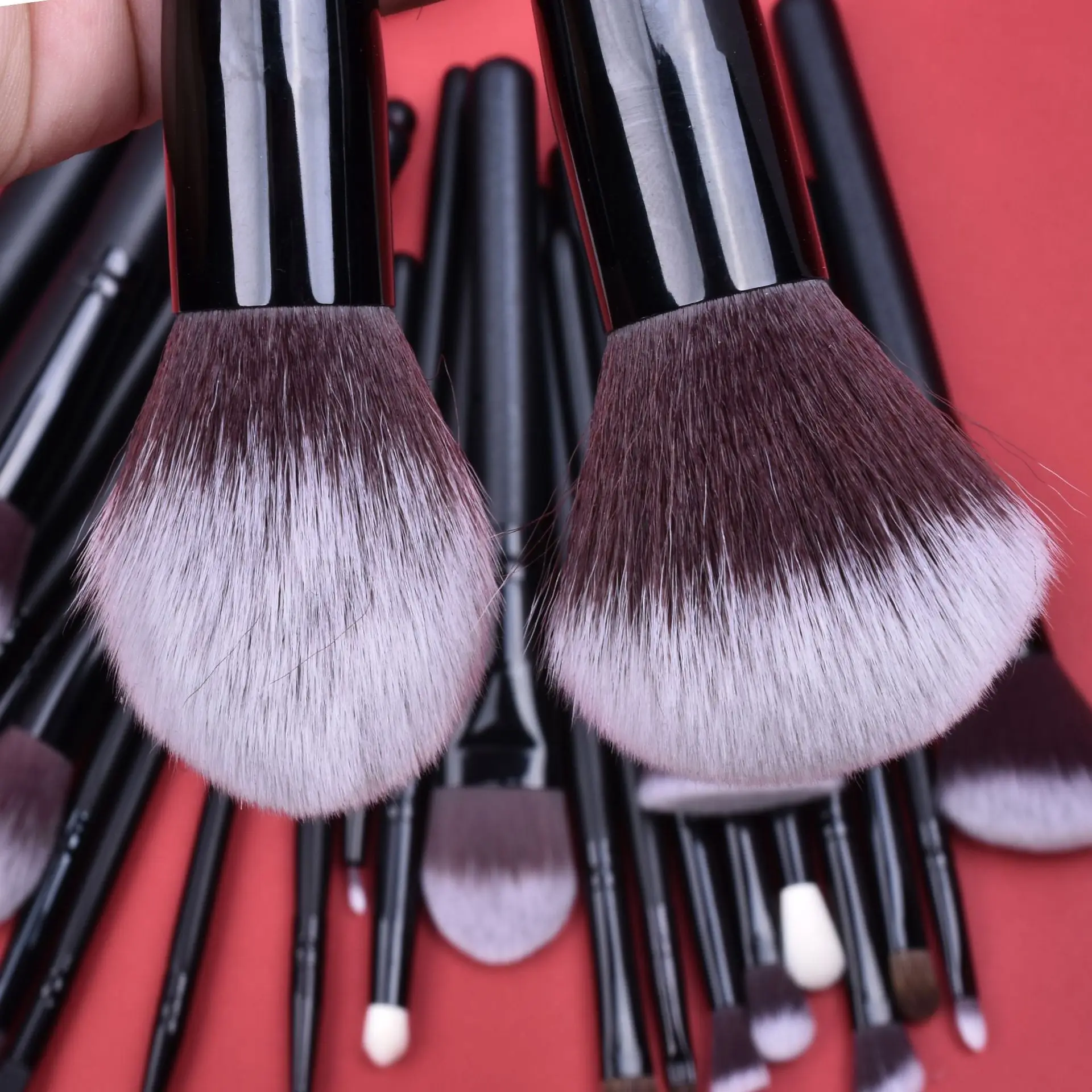 Pincéis de maquiagem de marca própria, 27 peças, conjunto de pincéis de maquiagem, contorno, base, pó, sombra, mistura, delineador, preto, 5 conjuntos em massa