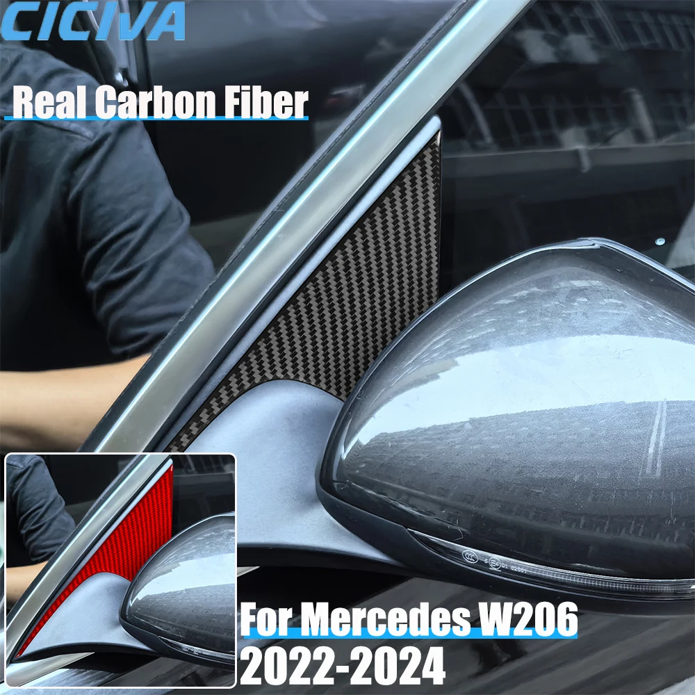 

Real Carbon Fiber Car Accessories A-pillar Decorative Trim Cover Soft Sticker For Mercedes Benz C-class W206 2022 2023 2024