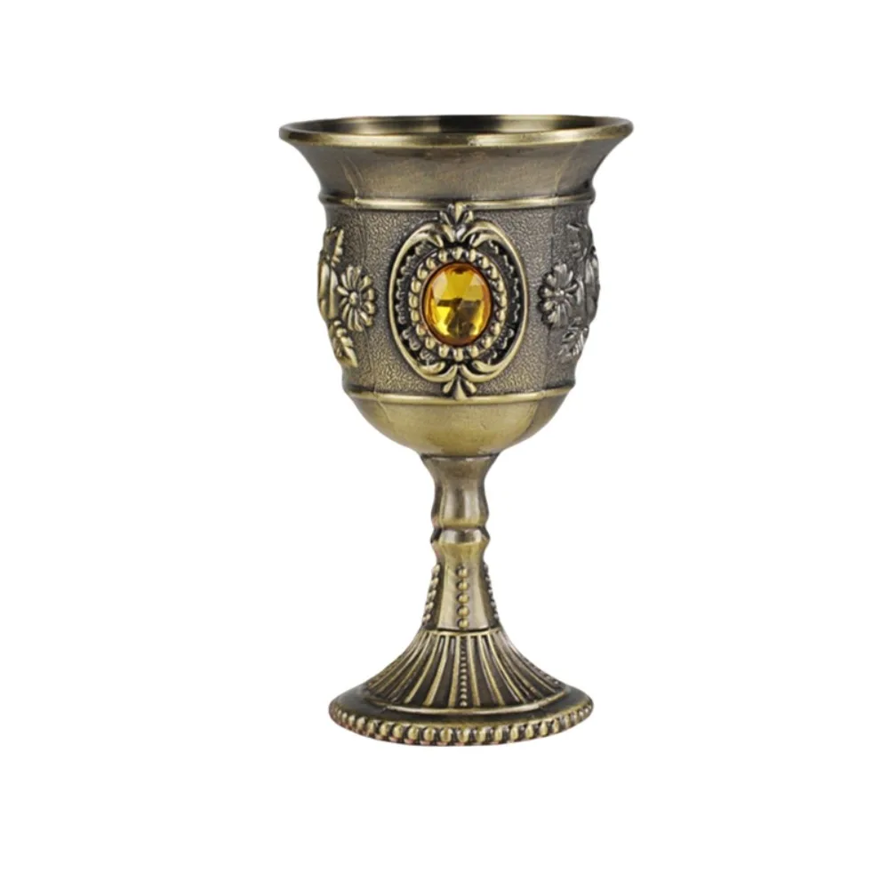 

Exquisite Vintage Medieval Rose Embossed Goblet Zinc Alloy Anti-break Spirits Cup Mini Liquor Cup Gift