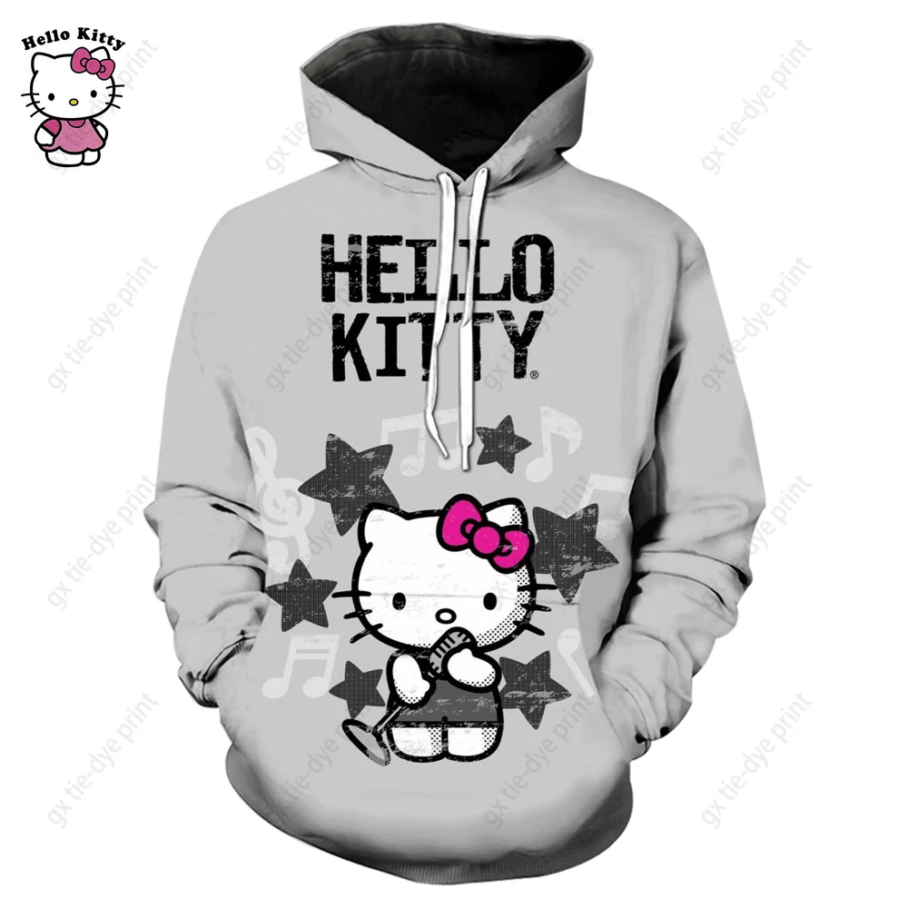 Hello Kitty Hoodies Men Women Hooded Pullover Sweatershirt Male Female Student Hip Hop Hoddie Sweatshirts