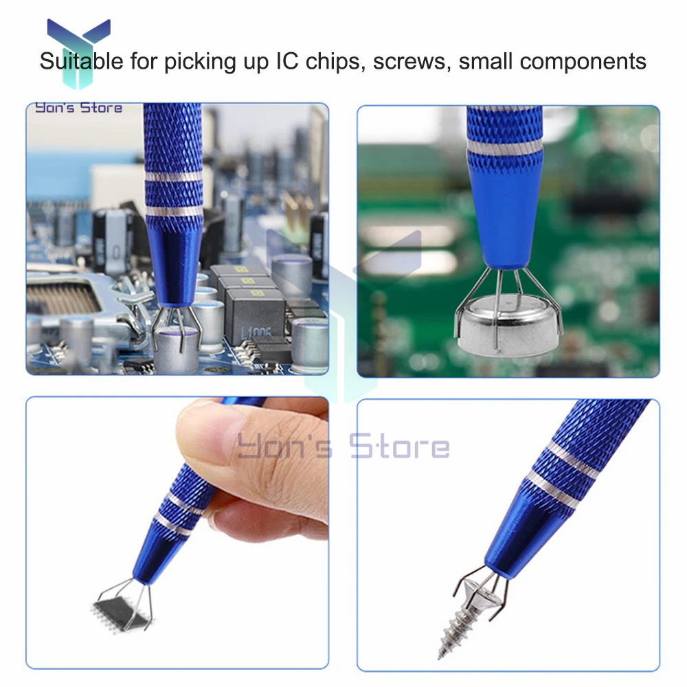 IC Extractor Pickup BGA Chip Picker Patch IC Suck Pen Electronic Component Grabber Metal Four Claw Electrician Hand Tools