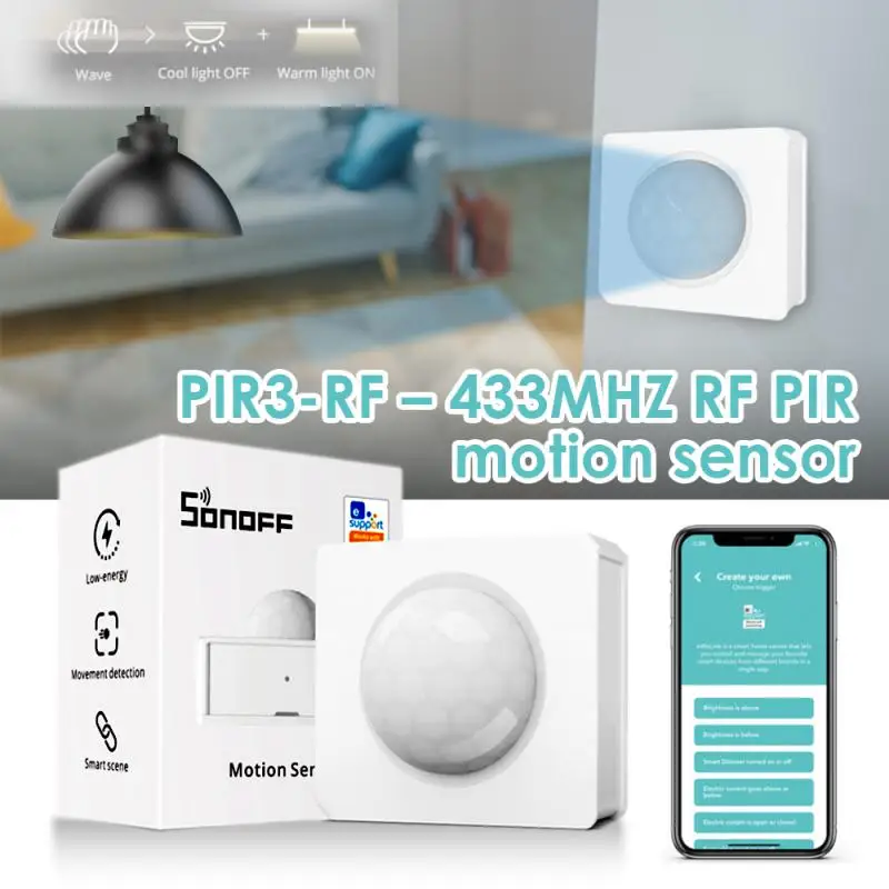 

SONOFF TPIR3-RF White Motion Sensor Alarm Notification Alarm Mode Trigger Time Mechanism Smart Scene