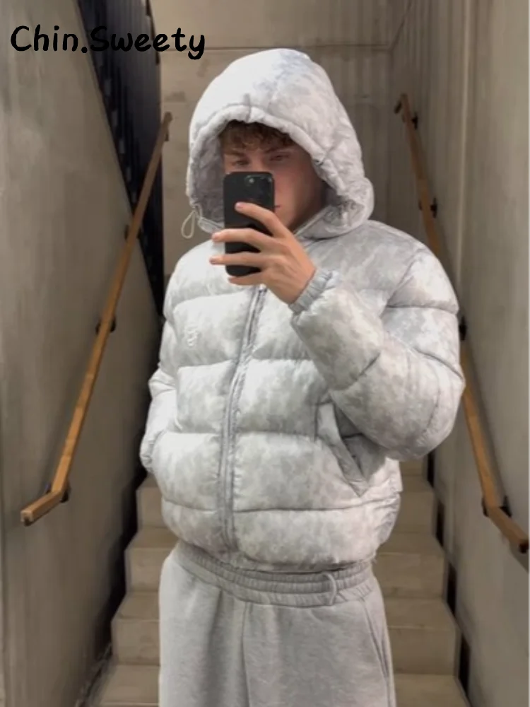 

Warm Women's Hooded Puffy Quilted Cotton Coats Stand Collar Full Sleeve Zipper Pockets Thicken Jacket 2025 Autumn Winter Outwear