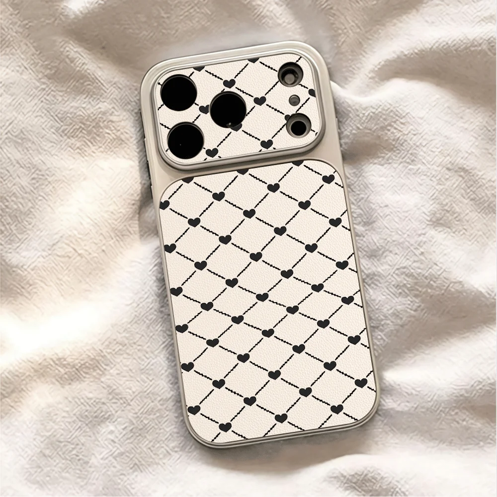 Matte Anti Glare Screen - Luxury Full screen heart-shaped Pattern Leather