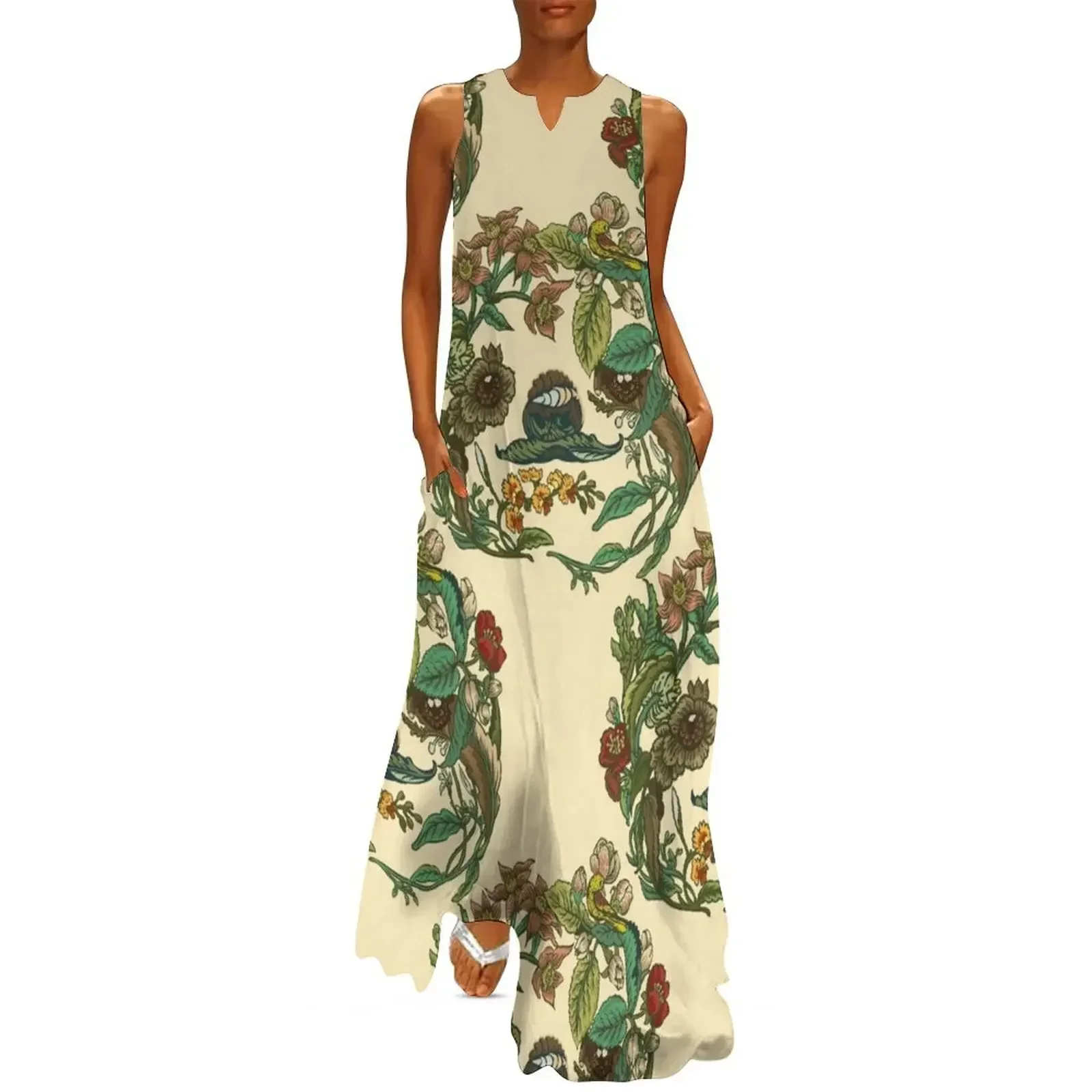 

Botanical Sloth Long Dress african dresses for woman birthday dress Female clothing evening dress woman