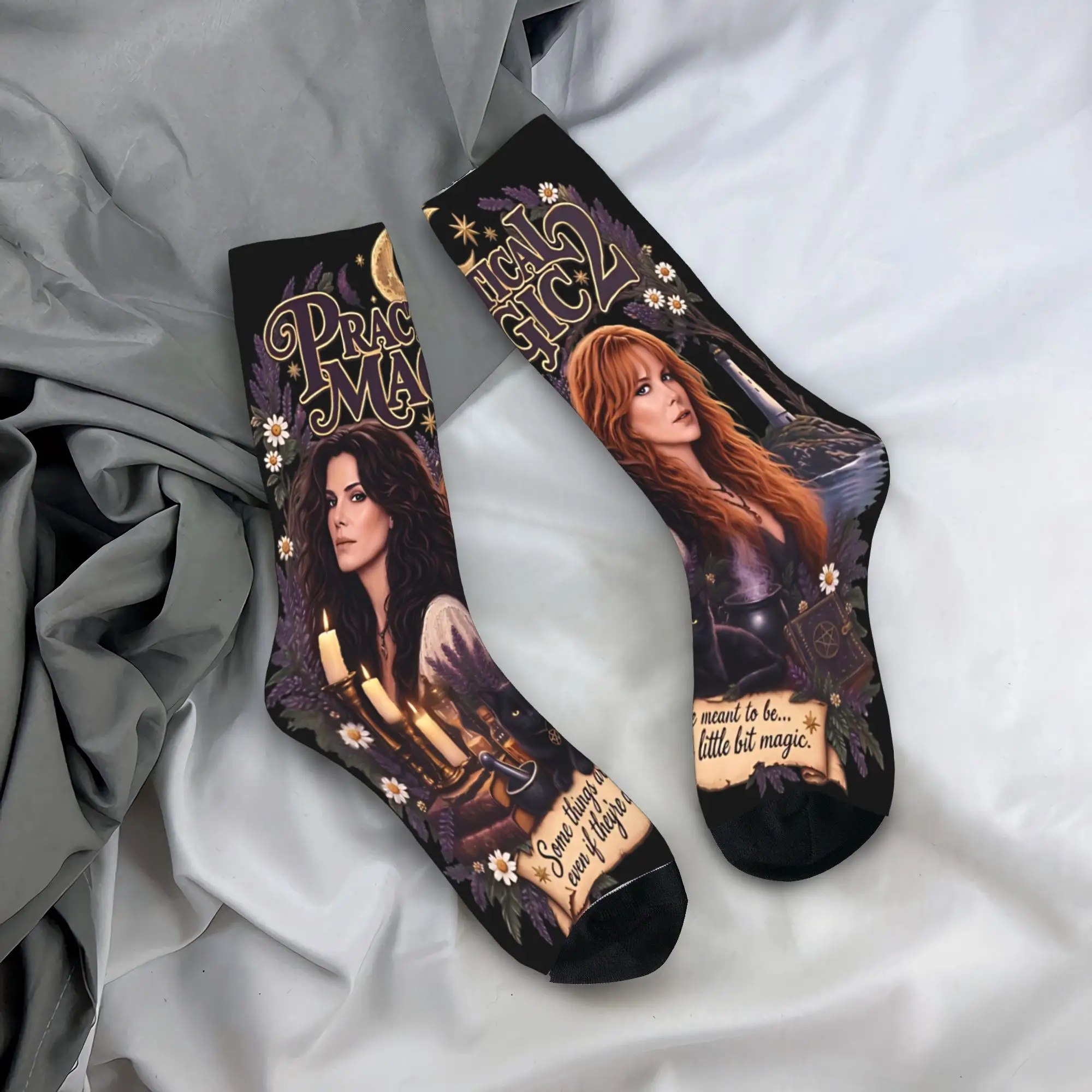 Practical Magic 2 Witchy Gothic Fantasy Occult Black Cat Crew Socks for Women Men All Season