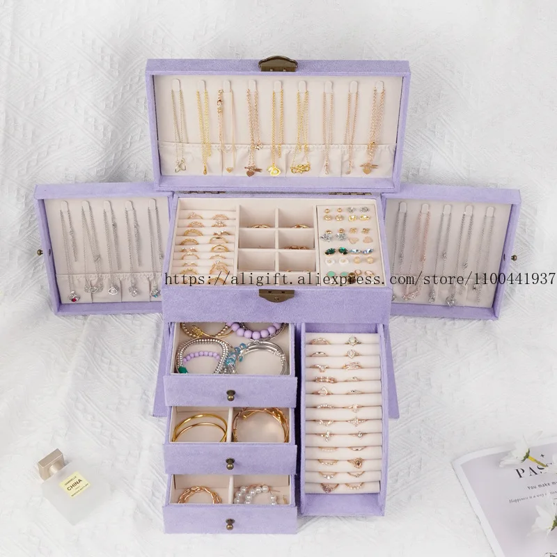 

Luxury Jewelry Organizer Box Multi-Layer Large Capacity Storage Case for Necklaces Rings Bracelets Home Organization and Storage