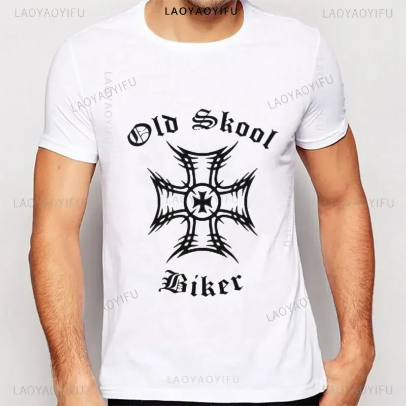 Fashion Modal T-Shirt Old School Biker Iron Cross Skull Kreuz Dk109 Ride To Live Motorcycle Tee Shirt New Schwarzes T Shirt Tops