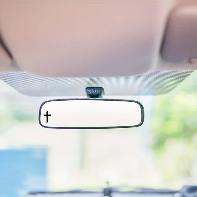 2pcs/sheet Rugged Cross Mini Decal, Christian Cross, Rearview Mirror Decal Car Sticker