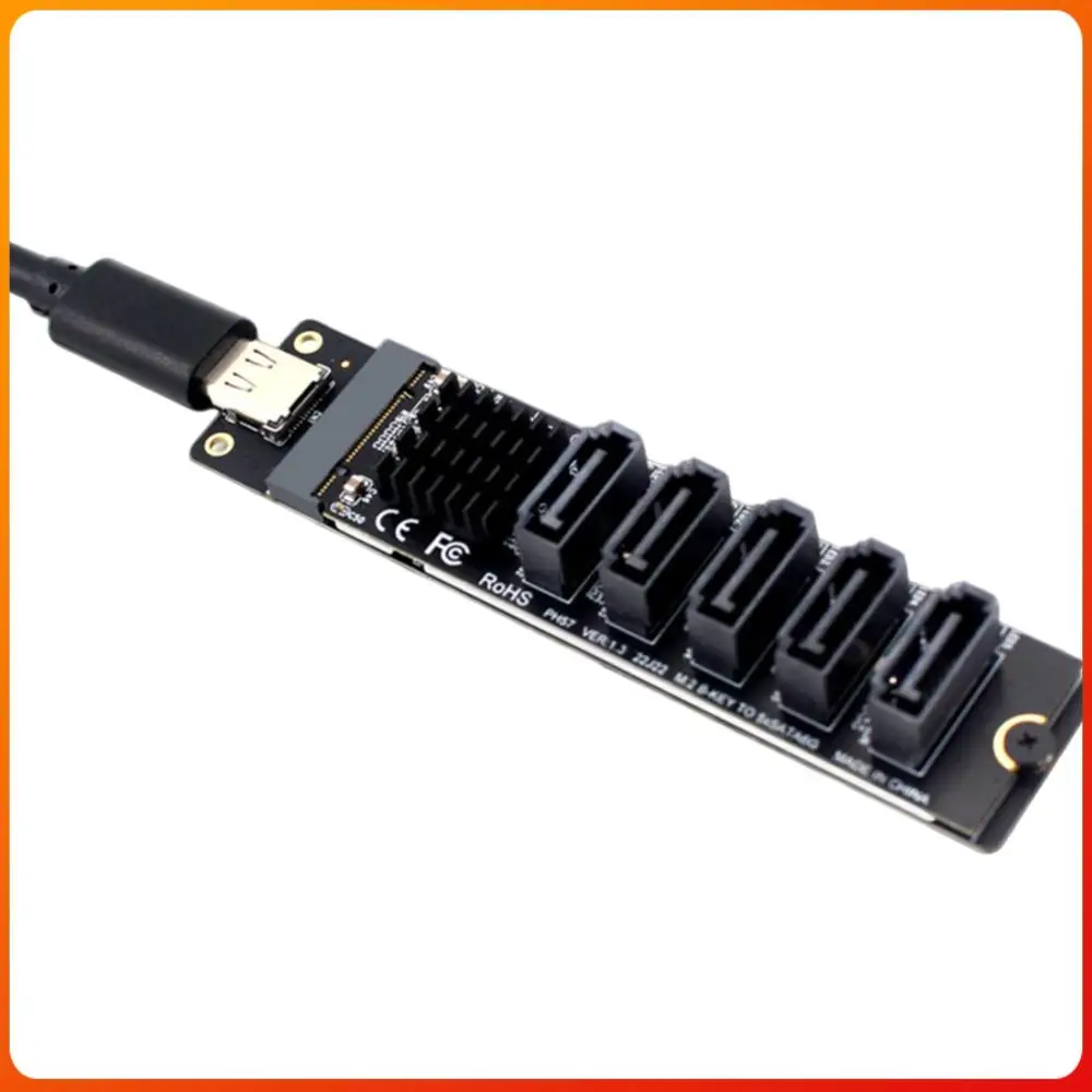 

Адаптер-карта Type C на 5 портов SATA 3.0 6 Гбит/с с чипами JM575+JMS580, карта расширения USB C на SATA 3.0 для ПК