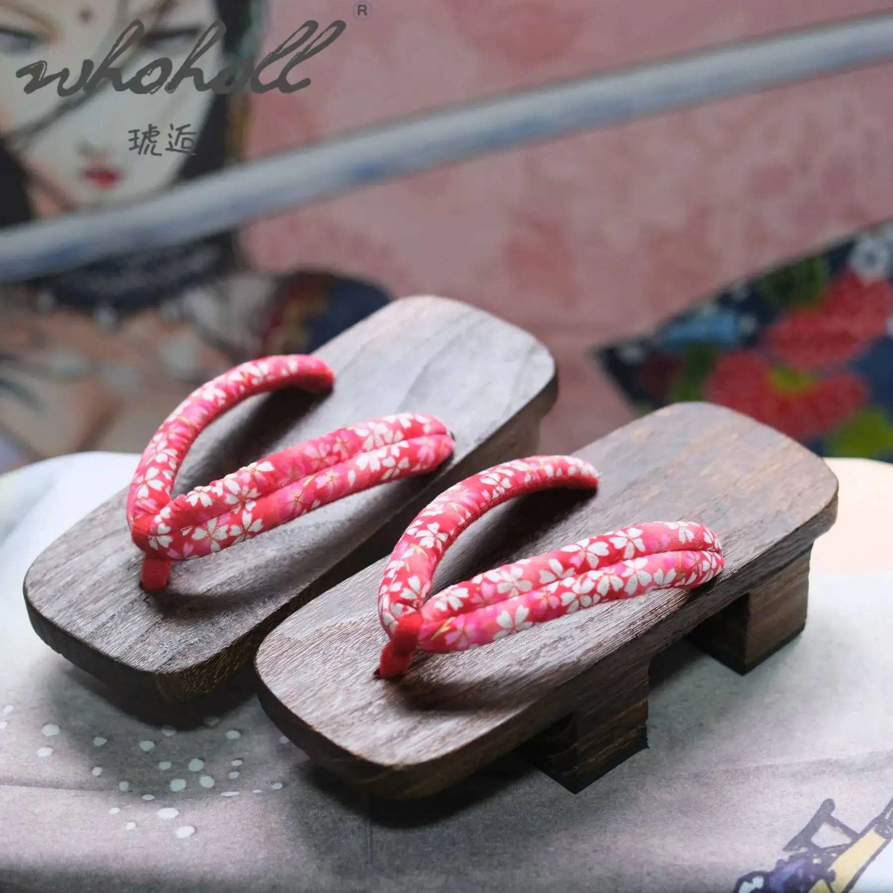 Frauen Japanische Holz Geta Geisha Samurai Anime Cosplay Schuhe Zwei-zähne Dicke Plattform Flip-Flops Hausschuhe Clogs Schuhe
