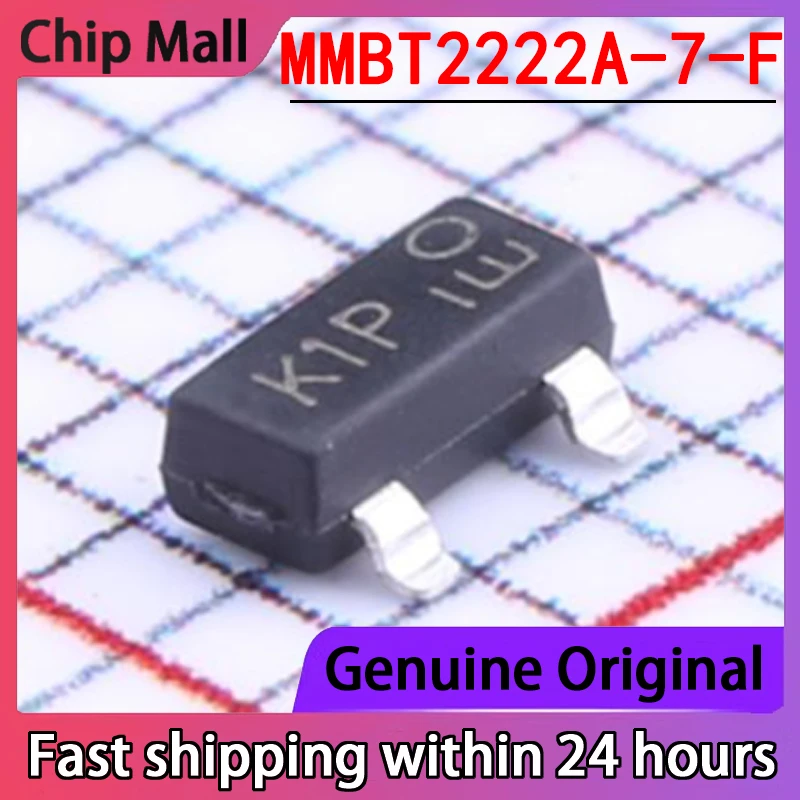 100PCS New Original MMBT2222A-7-F Package SOT23-3 40V 600mA NPN Transistor (BJT)