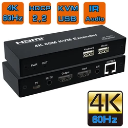 1080P 4K HDMI KVM Extender 60M over RJ45 Ethernet Cat6e/6 cable 4K HDMI USB Extender Transmitter Receiver kit mouse keyboard
