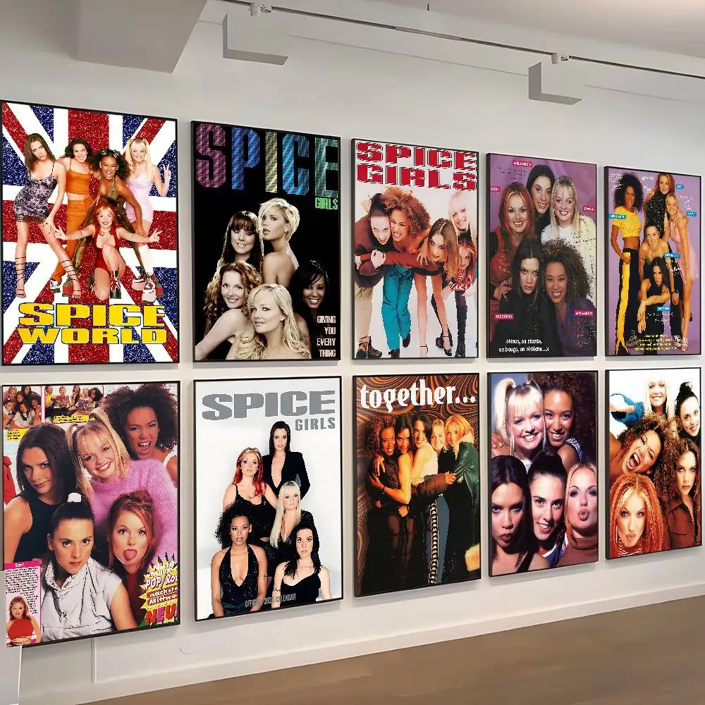 S-Spice Girls Music Whitepaper Poster Waterproof Paper Sticker Coffee House Bar Posters Wall Stickers