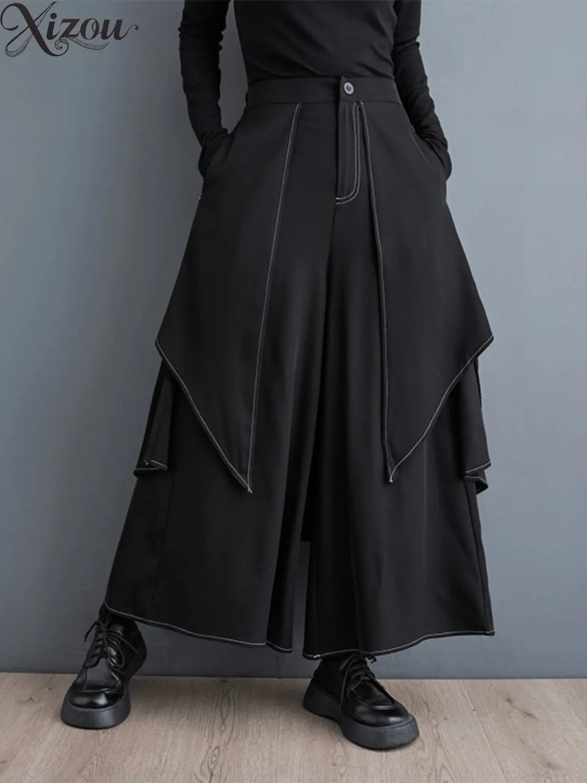 Gothic Dark Pant Wide-Leg Japanese Y2K Streetwear Trousers Layer Drap Culottes Men Women Samurai 2026 Spring Summer Autumn