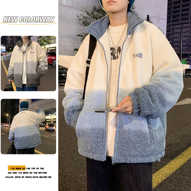 

2025 Casual Lamb Velvet down Jacket Men's Fashion Brand Thickened Short Style Outerwear Loose Fit Winter Coat for Men