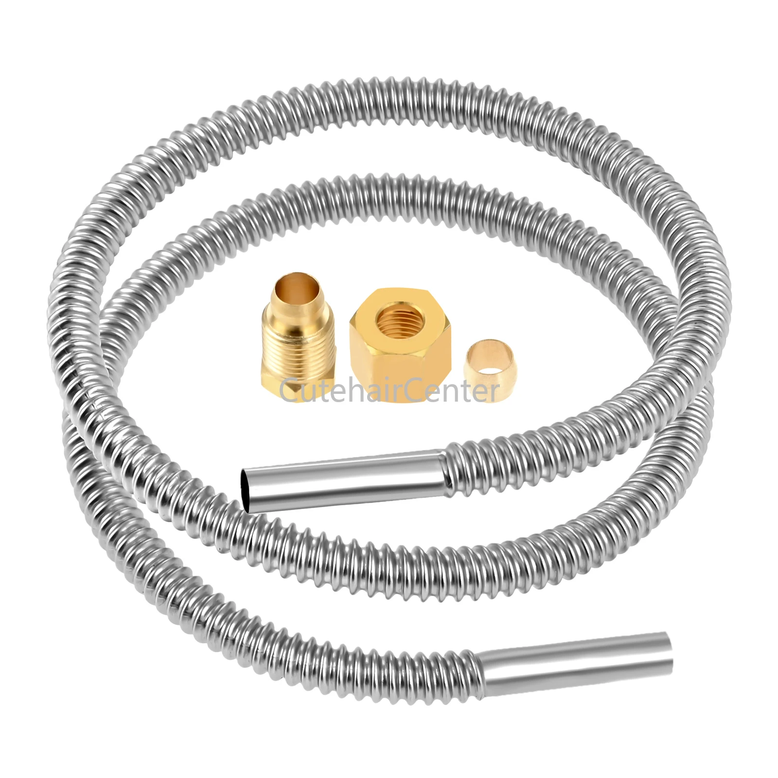 

1/4" Stainless Steel Pilot Burner Assembly Set Flexible Hose 24" fit 11-293 11-294 for Whirlpool 00112330 7/16”-24UNS Fittings