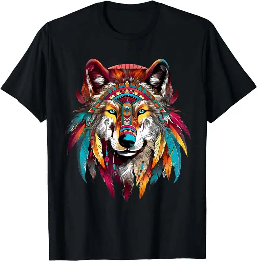 Indigenous Heritage Colorful Feathers Indian Native American T-Shirt Best Selling Four Seasons Man Indianer Motorcycle TShirt