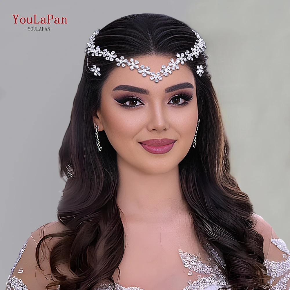 

YouLaPan Rhinestone Flower Forehead Bridal Headband Bohemian Bride Headpiece Woman Wedding Headpieces Hair Accessories HP823