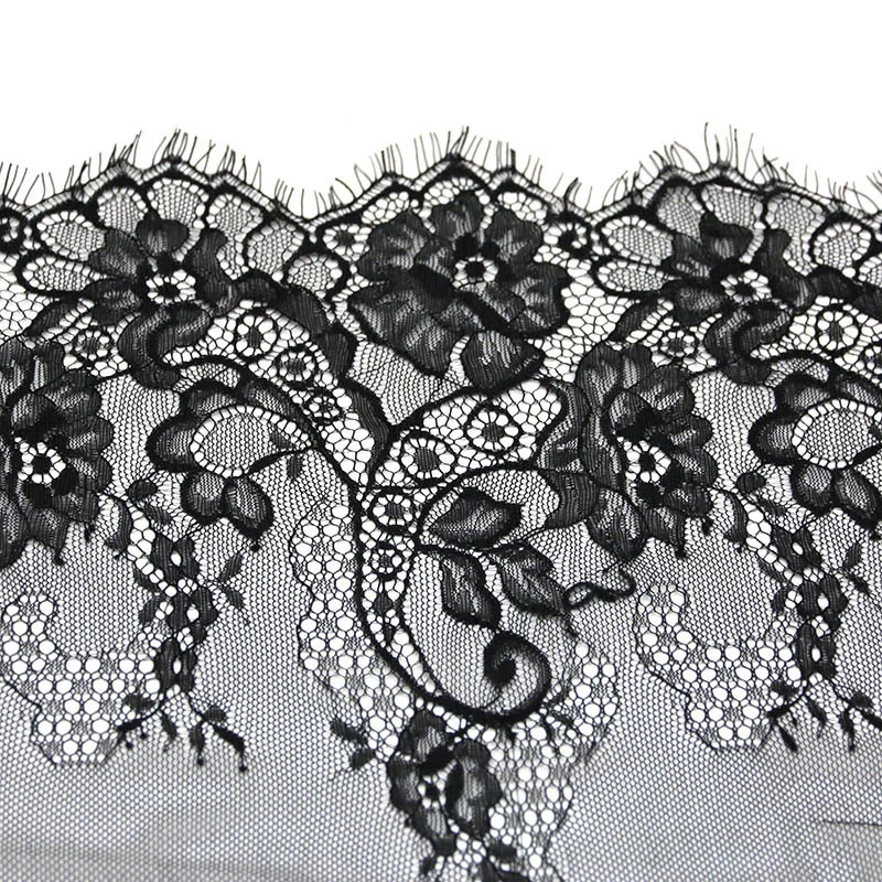 (3meters) 280mm Soft And Comfortable High Quality Handmade DIY Ribbon Black White Eyelash Lace Trimming Fabric Lace Ribbon