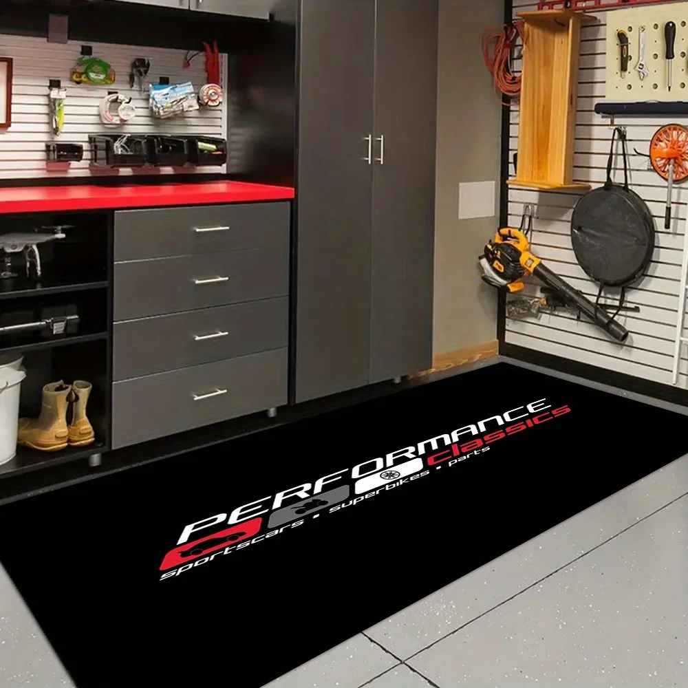 Performance Classics Motorcycle Mat, Anti-Slip Garage Floor Mat for Motorbike Parking, Absorbent, Biker Racing Style, Home Decor