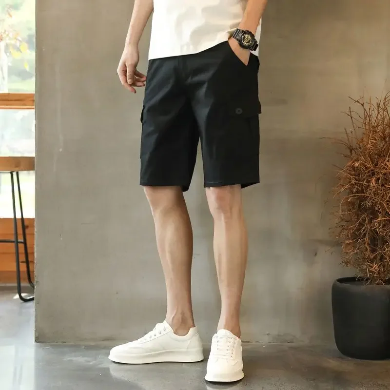 Male Short Pants Loose Black with Pockets Men's Cargo Shorts Wide Baggy Casual New in Beautiful Y2k Elegant 2024 Fashion Jorts