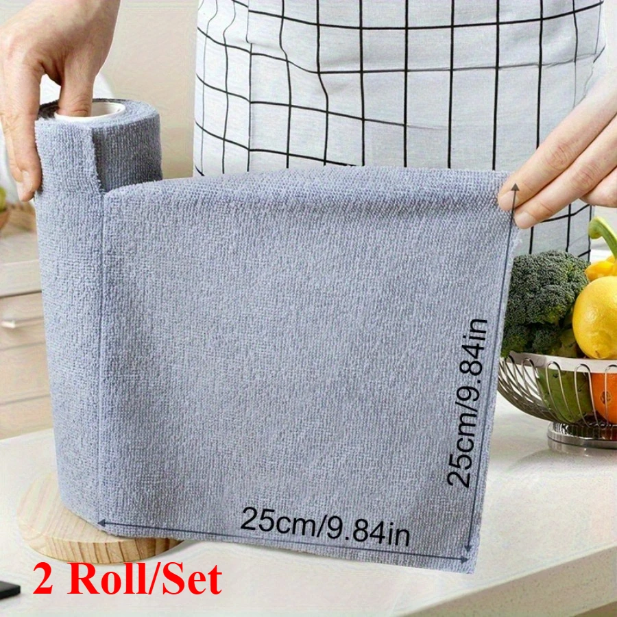 

2 рулона чистящей салфетки из микрофибры, многоразовая чистящая салфетка, бытовая кухонная ткань, рулоны полотенец из микрофибры, 1 рулон 20 листов
