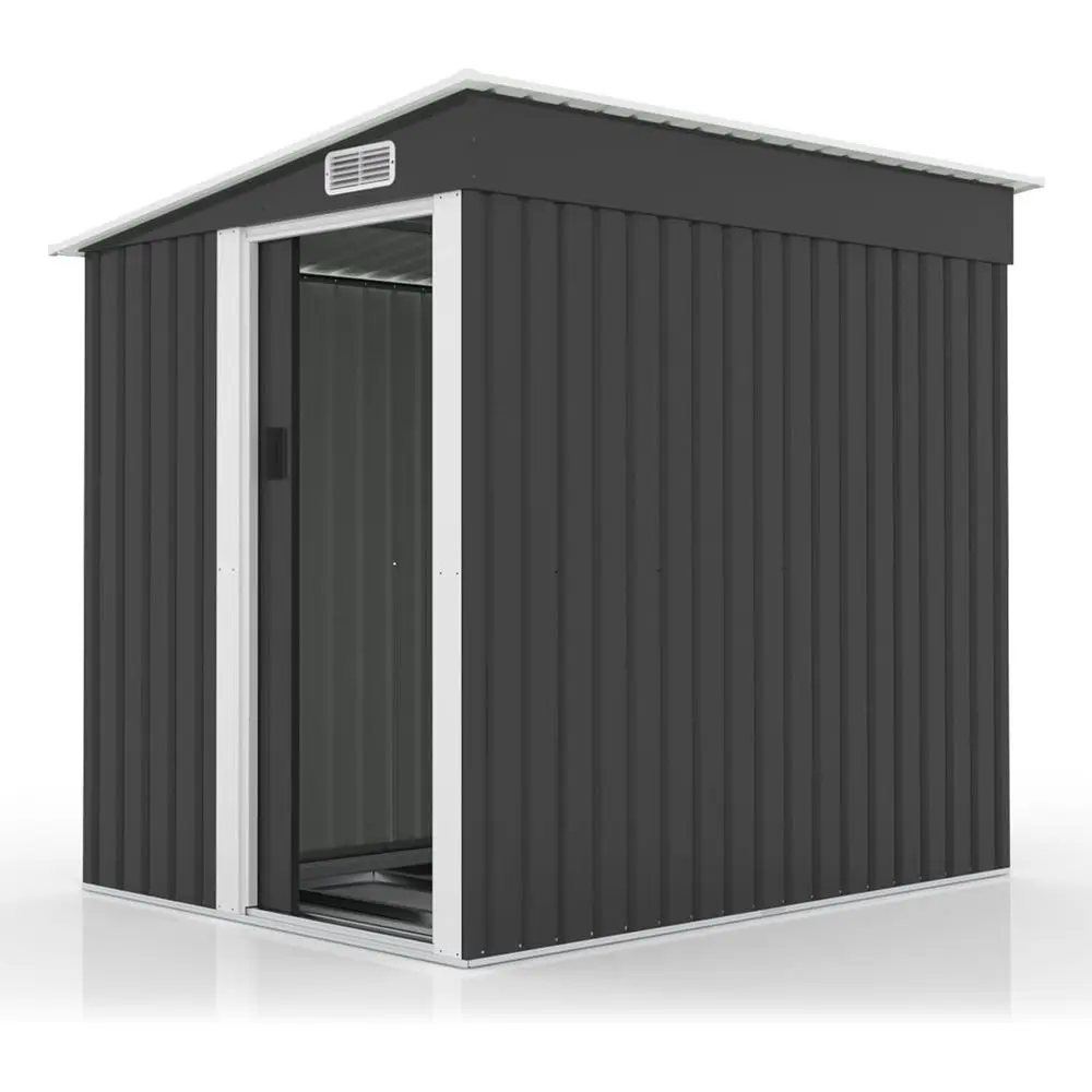 7x5ft Sliding Door Metal Outdoor Storage Shed with Air Vent and Sloping Roof - Weatherproof for Garden and Yard Use