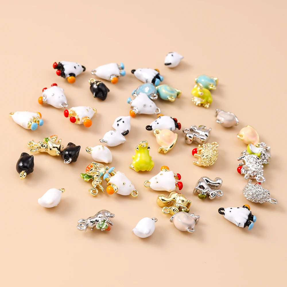 Leslie 5 Stück süße Mini-Tier-Anhänger Igel Frosch Vogel Schnecke Kaninchen Charm-Perlen für Sterling Silber Armband Schmuckherstellung DIY – Detail 4