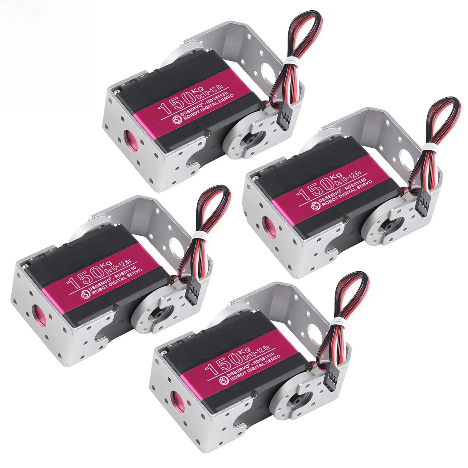 Servo numérique à couple élevé RDS51150, 150KG, 12V, engrenages métalliques, support de montage en U à Double arbre, 4 pièces, 180/270 °   IP66 pour robot RC