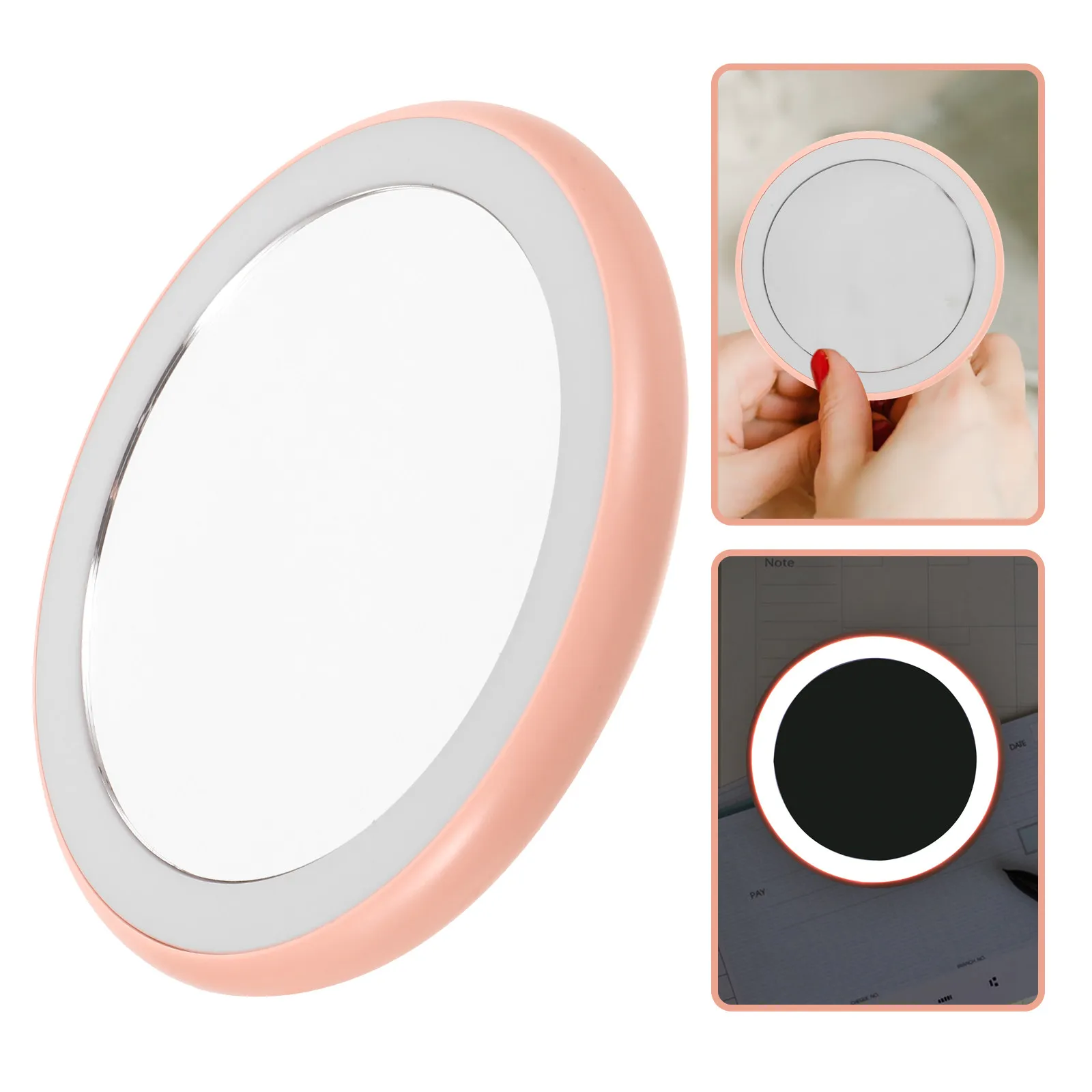 

Small LED Lit Makeup Mirror for Women Portable Compact Round Hand Mirror Ideal for Travel Purse Or Bag Use Personal Mirrors
