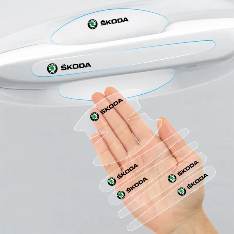 

8PCS Transparent Protective Stickers for Car Door Handle For Skoda Octavia Rapid Kodiaq Karoq Fabia Kamiq Superb Derivative