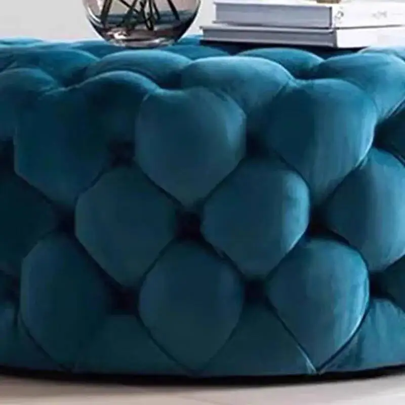 modern space Pouf circular Blue luxury space saving living bedroom sofa cute and unique velvet stool salon modern Nordic