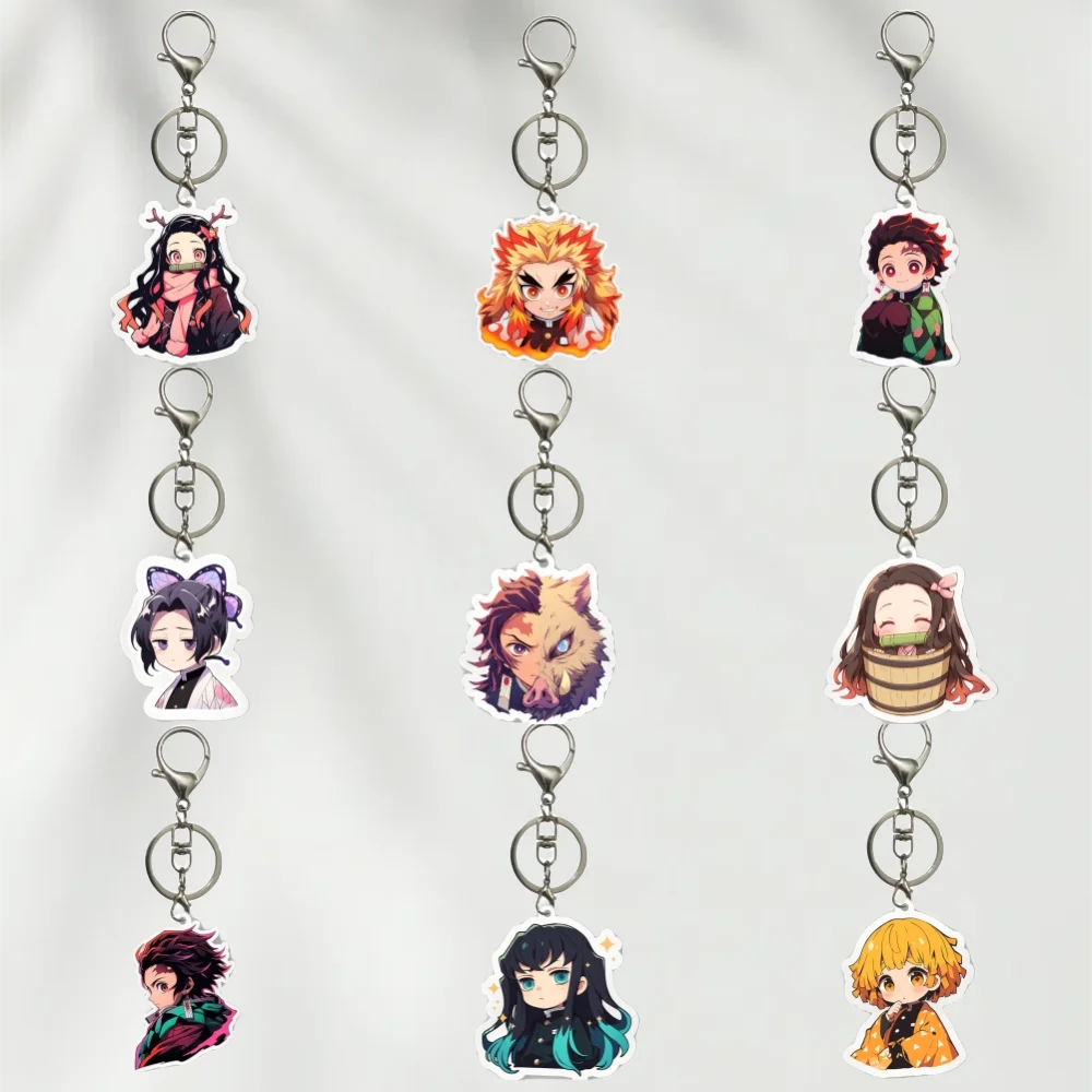 

DIY Homemade Acrylic Keychain Demon Slayer Tanjirou Nezuko Rengoku Kyoujurou Anime Peripheral Bag Pendant Holiday Gift